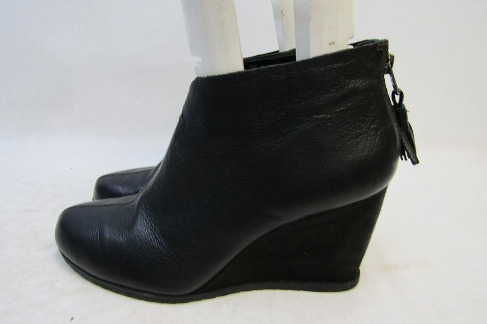 Kork Ease Womens Size 9 M Black Leather Zip Wedge Ankle Fashion Boots Bootie